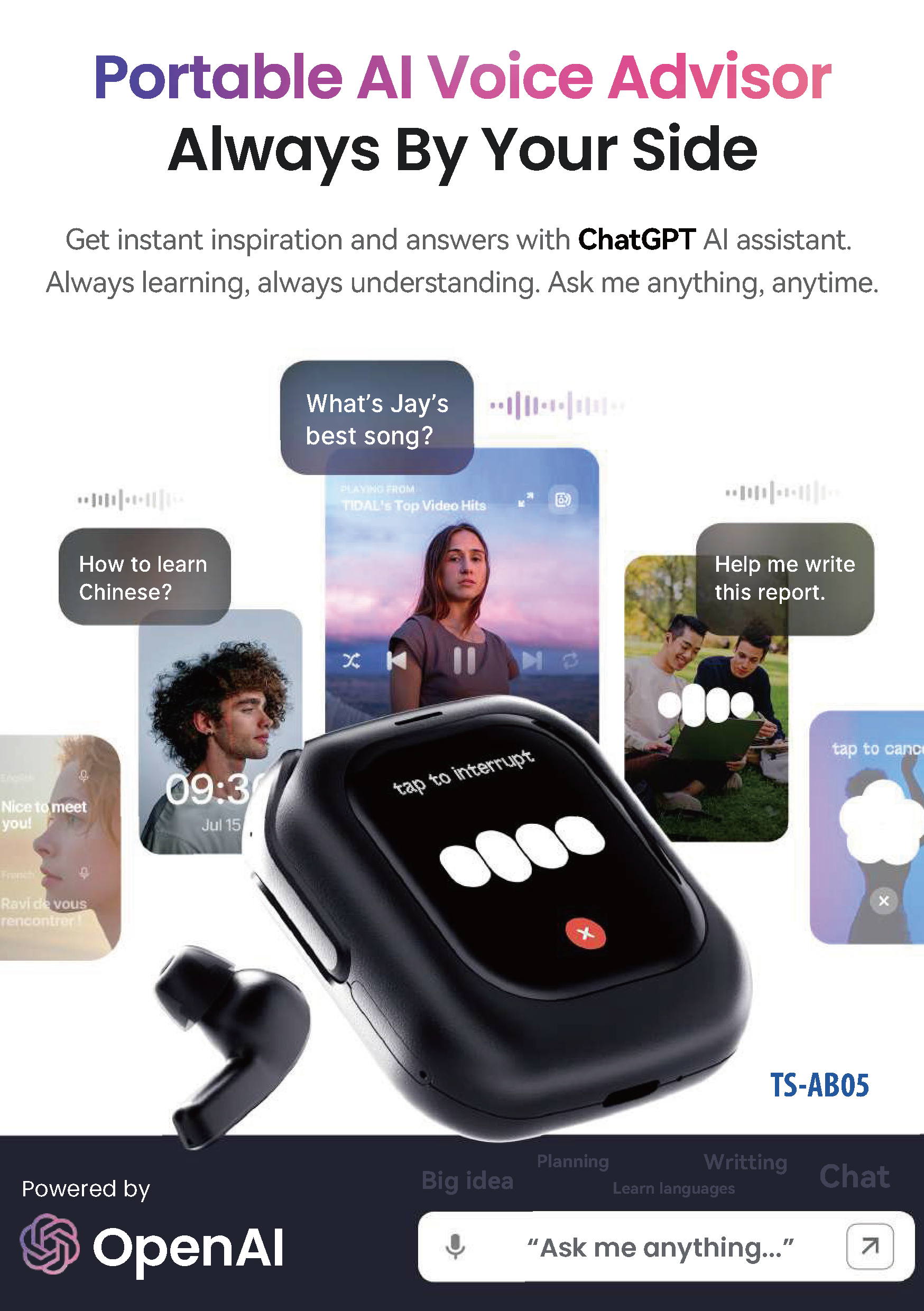 AB05 AI Smart Earbuds with Voice Assistant, Translation & Meeting Notes - Image 2