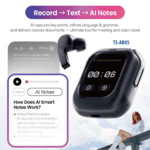 AB05 AI Smart Earbuds with Voice Assistant, Translation & Meeting Notes
